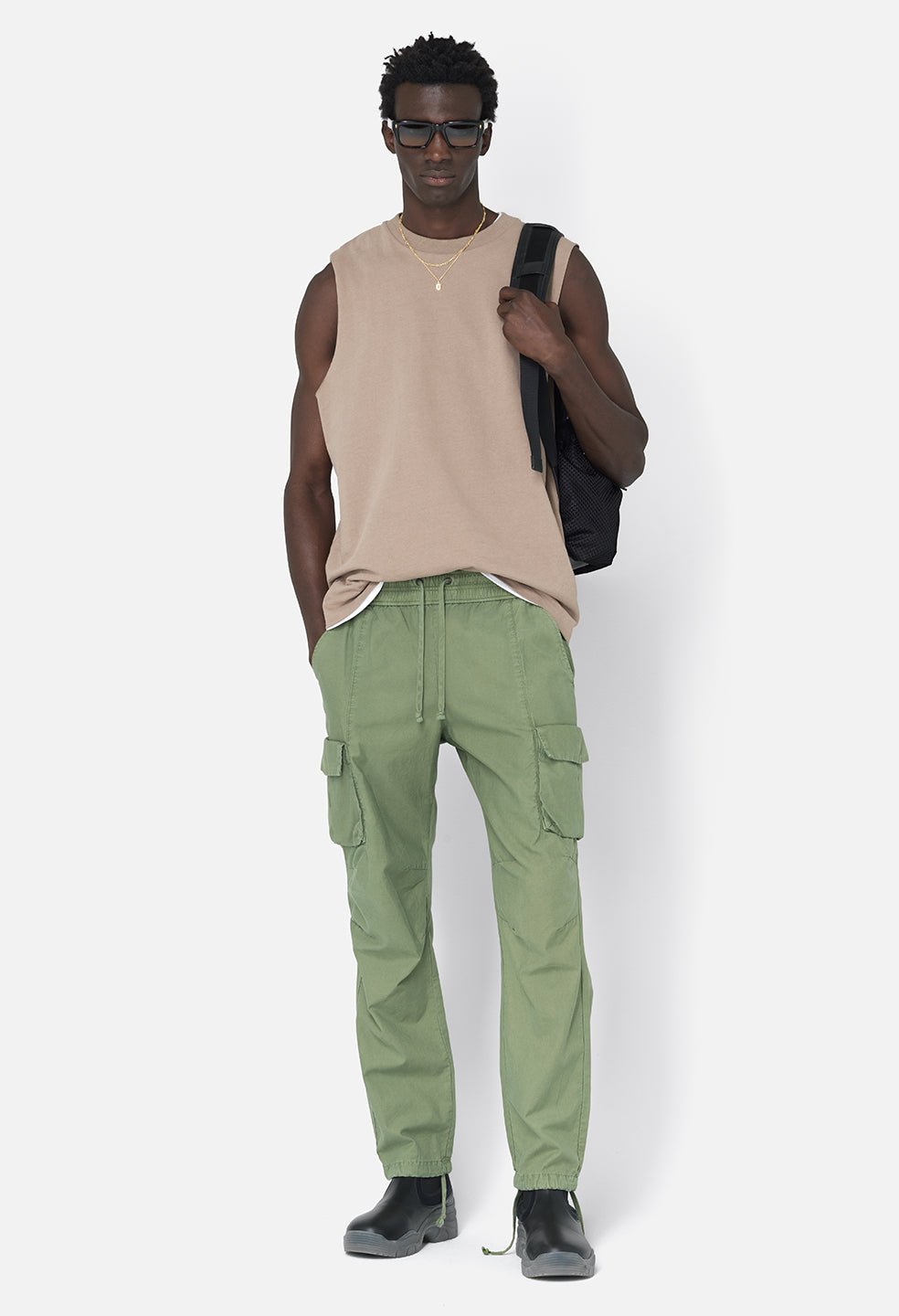 Back Sateen Cargo Pants / Olive - Image 3