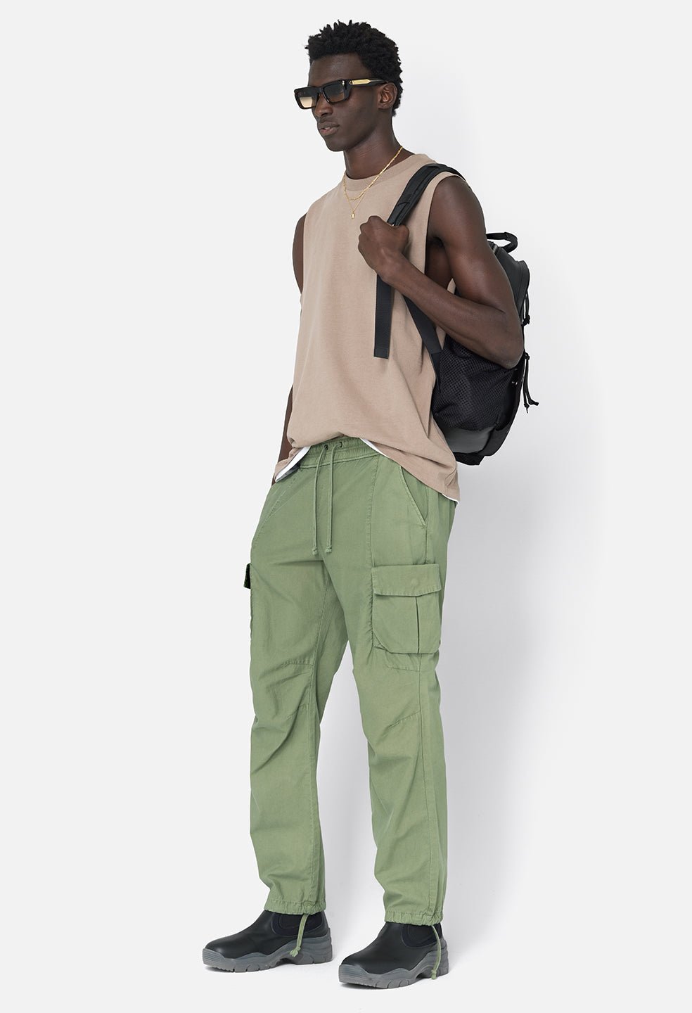 Back Sateen Cargo Pants / Olive - Image 4