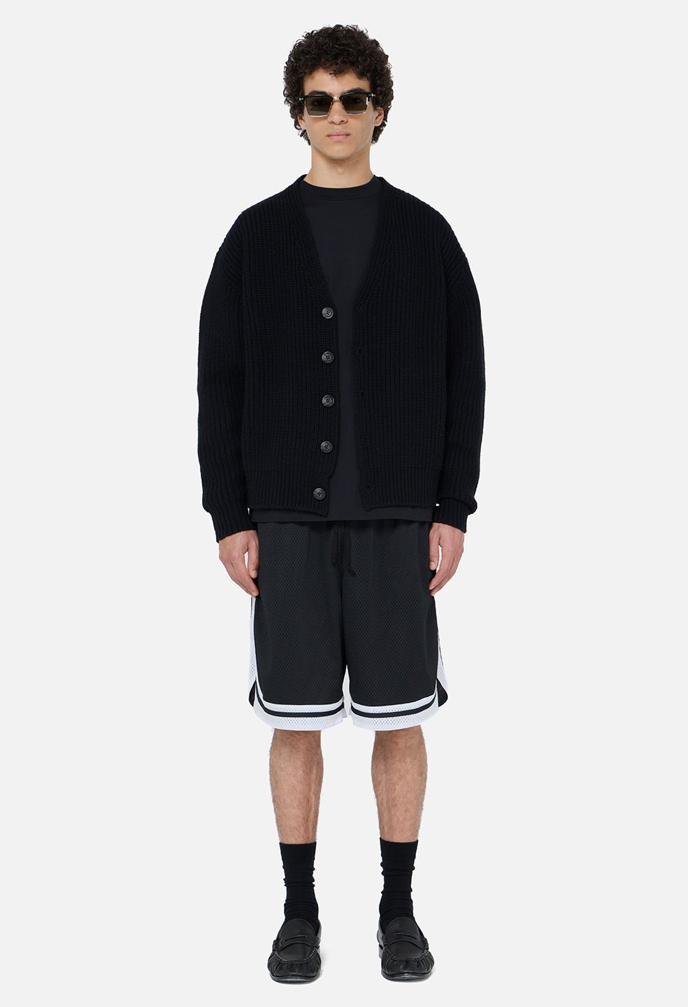 Shaolin Oversized Court Shorts / Black x White - Image 3