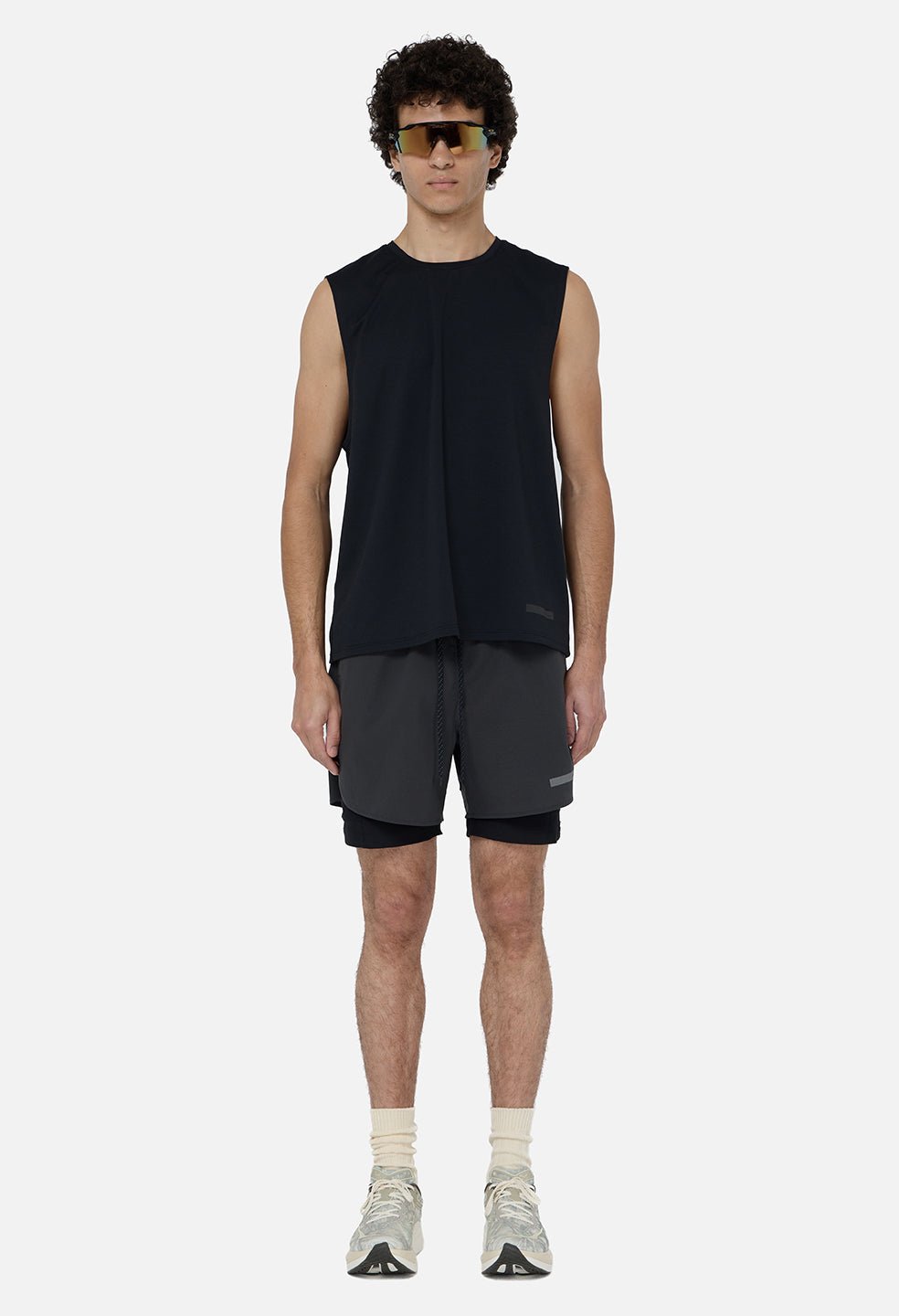 Grid-Mesh Sprint Shorts / Charcoal - Image 3