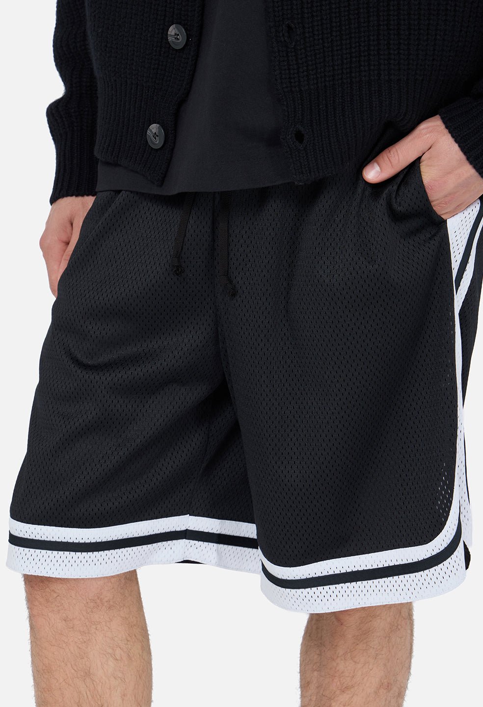 Shaolin Oversized Court Shorts / Black x White - Image 2