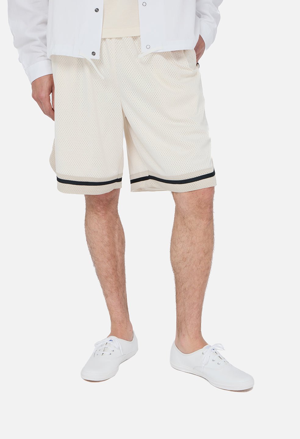 Shaolin Oversized Court Shorts / Salt x Tan - Image 7