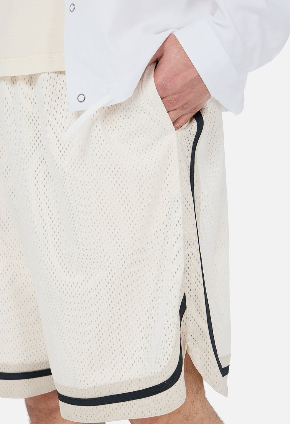 Shaolin Oversized Court Shorts / Salt x Tan - Image 8