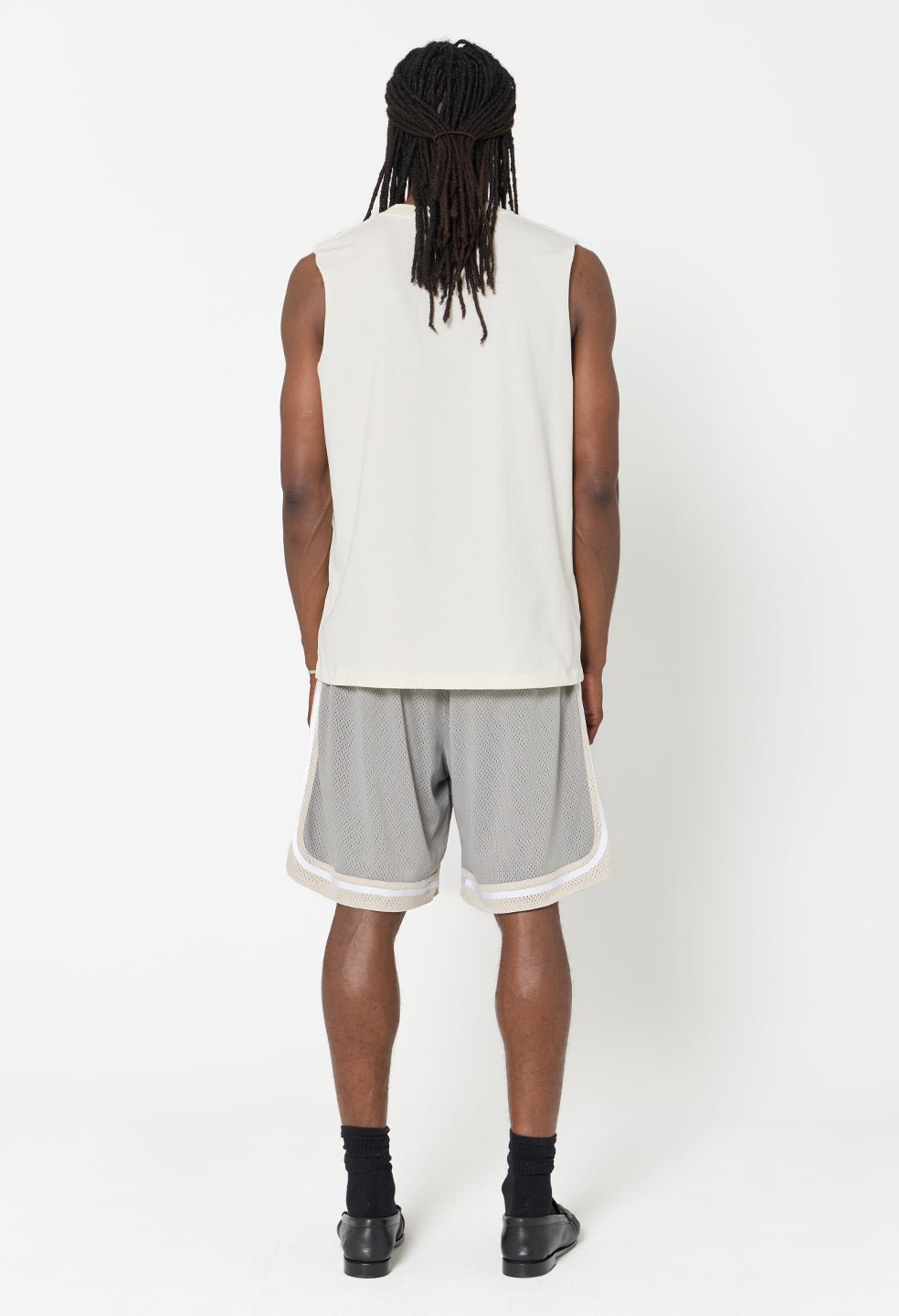 Shaolin Oversized Court Shorts / Grey x Tan - Image 6