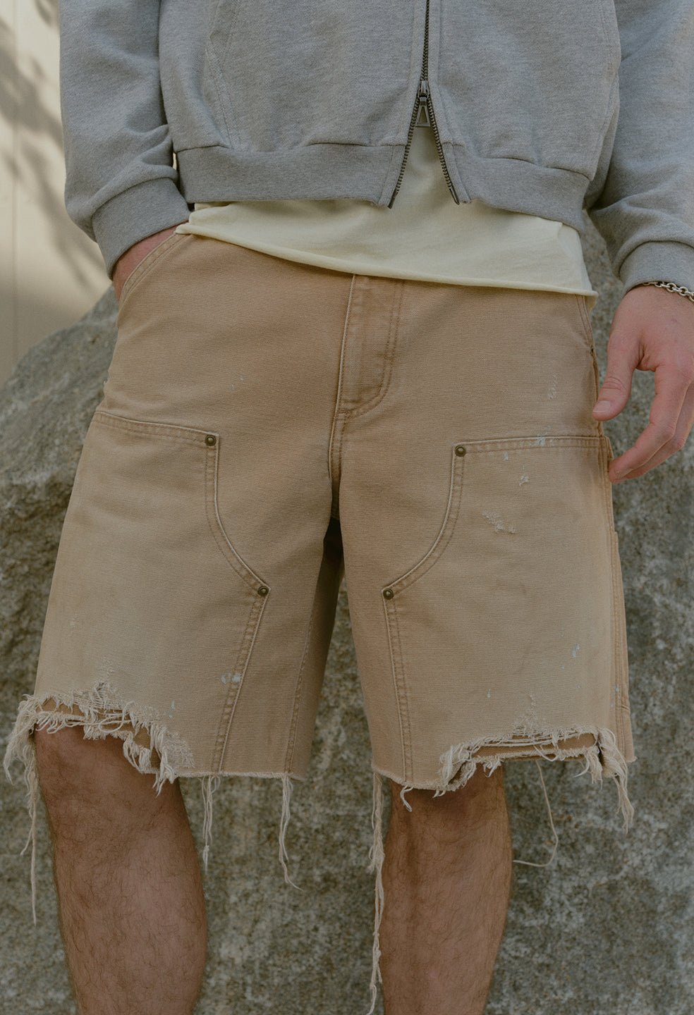 Desert Snow Cut-Off Work Short / Washed Camel - Image 2