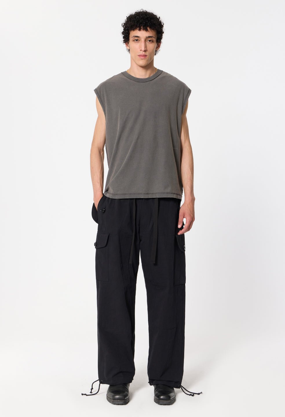 Summer Reversed Cropped Sleeveless / Washed Black - Image 4