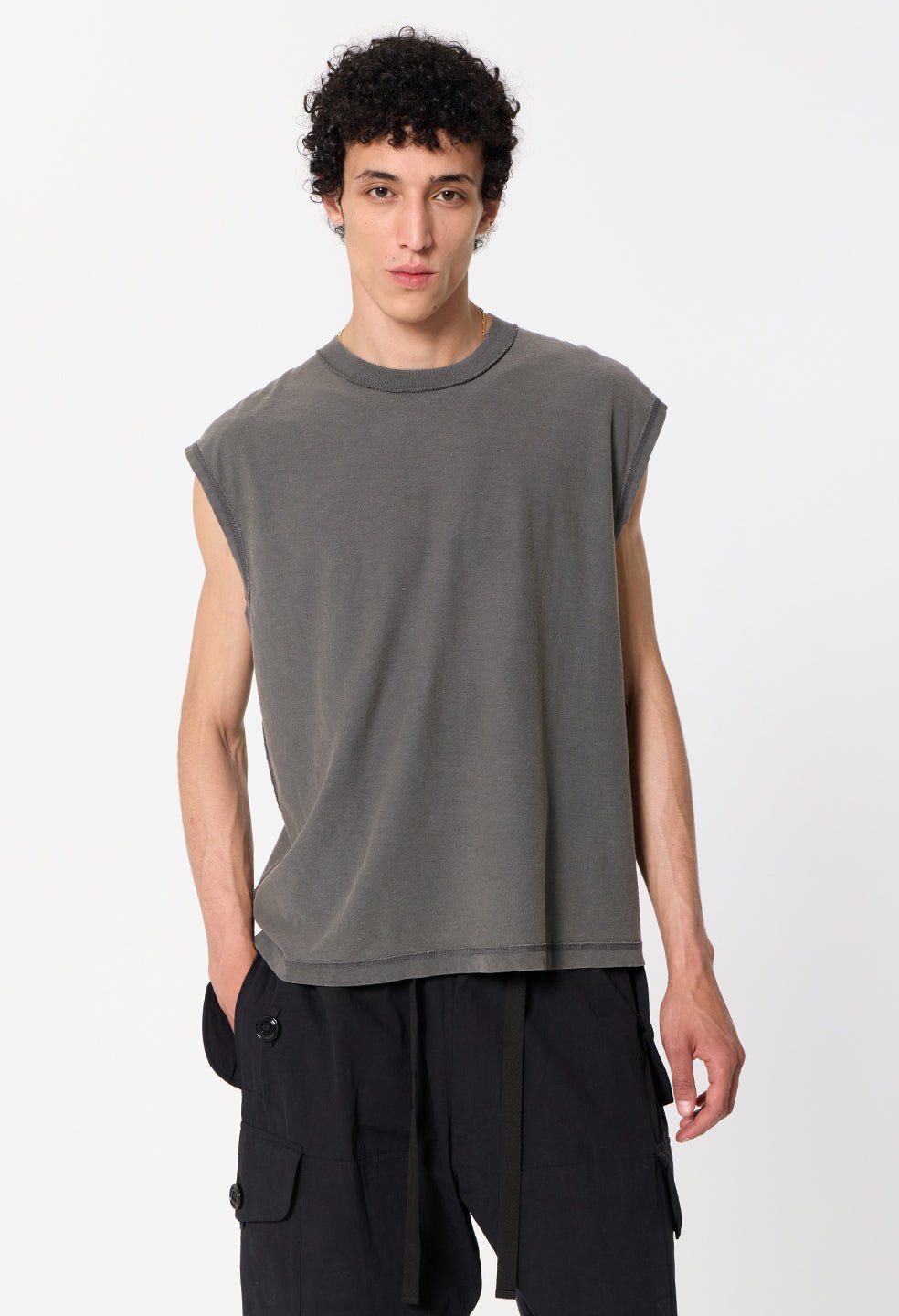 Summer Reversed Cropped Sleeveless / Washed Black - Image 2