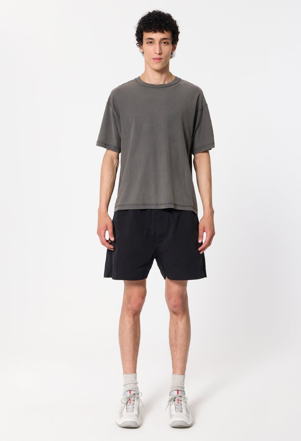 Summer Reversed Cropped Tee / Washed Black - Image 4