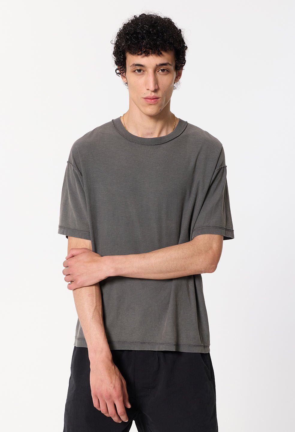 Summer Reversed Cropped Tee / Washed Black - Image 2