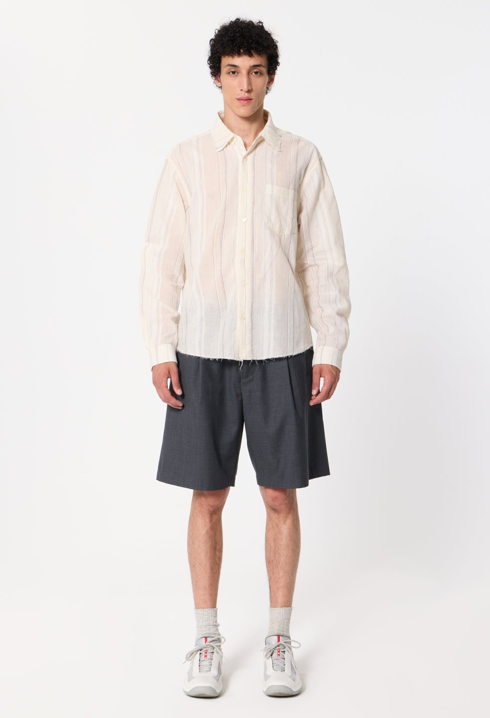Wool Wide Easy Shorts / Charcoal - Image 4