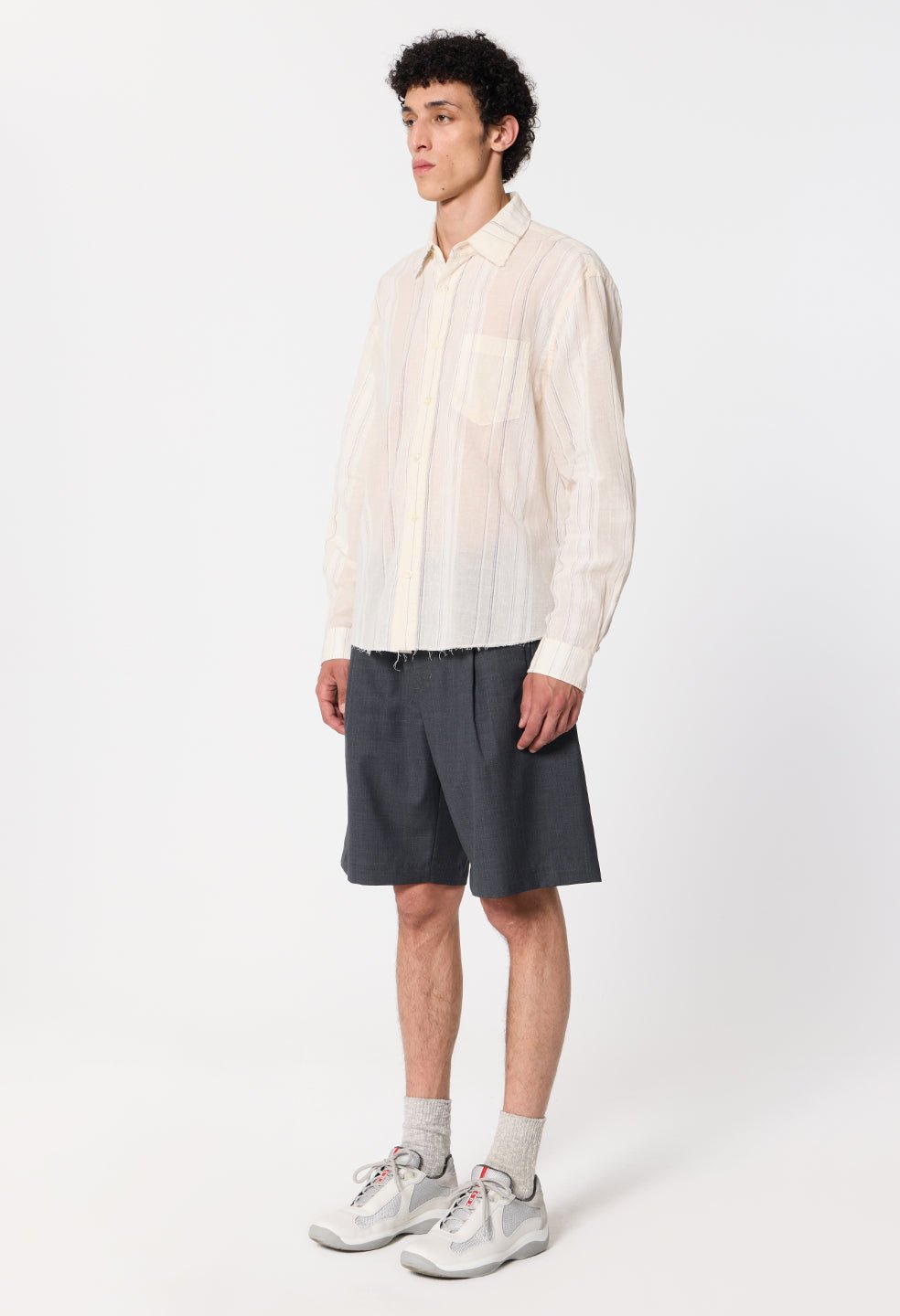 Wool Wide Easy Shorts / Charcoal - Image 5