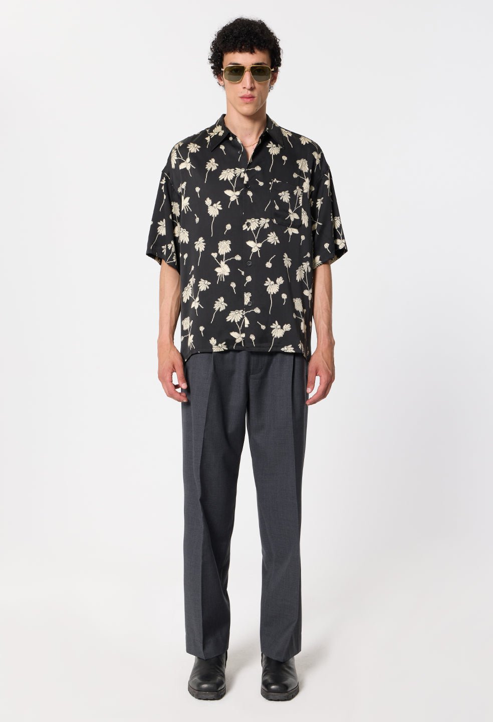 Wool Wide Easy Trouser / Charcoal - Image 4