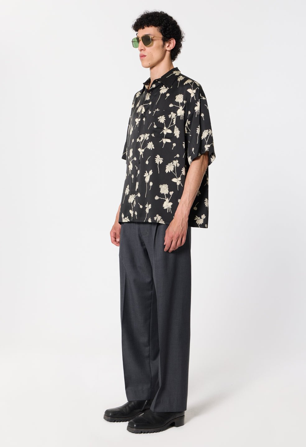 Wool Wide Easy Trouser / Charcoal - Image 5